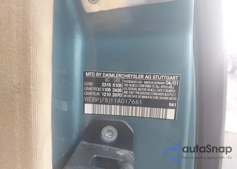 2001 Mercedes-Benz Cl 600 from USA, damaged, VIN WDBPJ78J11A017661